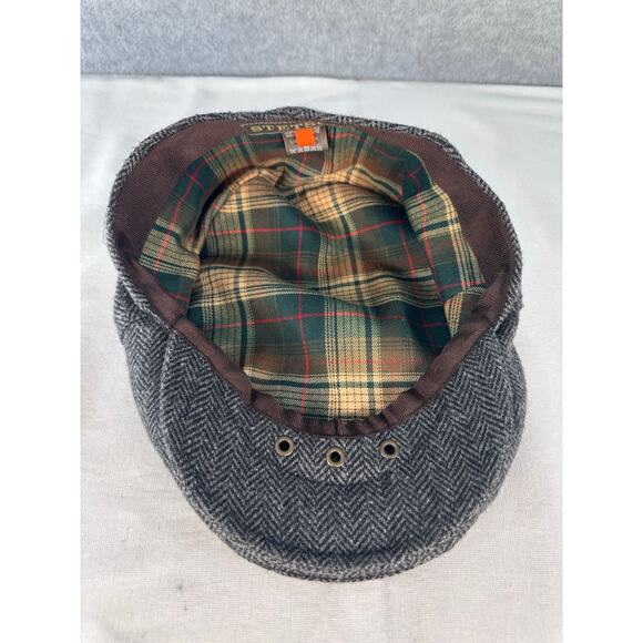 Stetson Men's sz L Wool Herringbone Driver Hat Paper Boy Peaky Blinders Grey - Picture 5 of 8